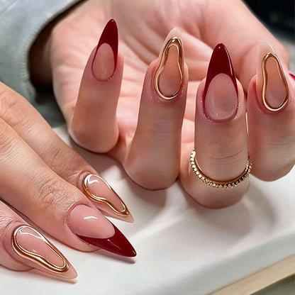Premium Glossy Press-On Nail Set with Elegant Curved Design Acalora