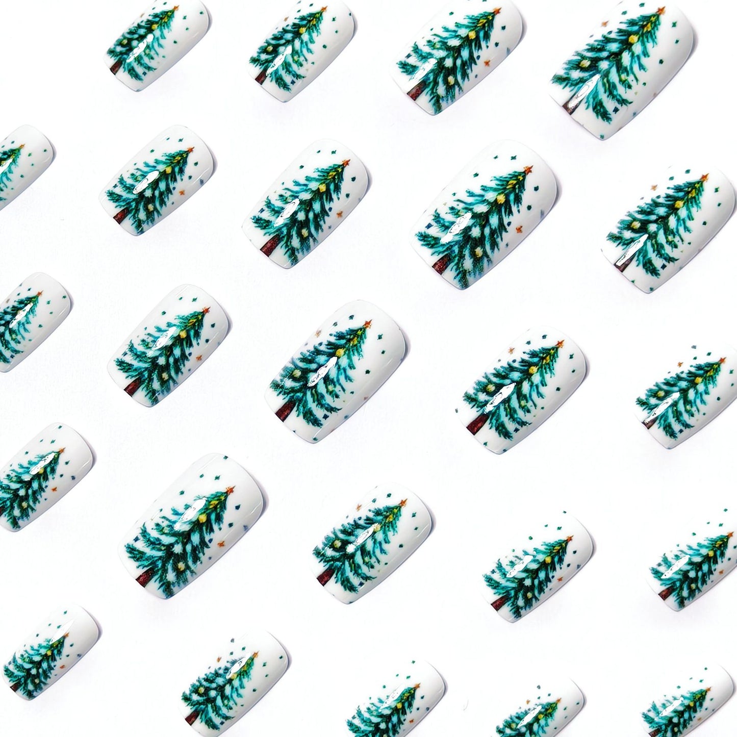 Holiday-Themed Artistic Tree Design Nail Art Acalora
