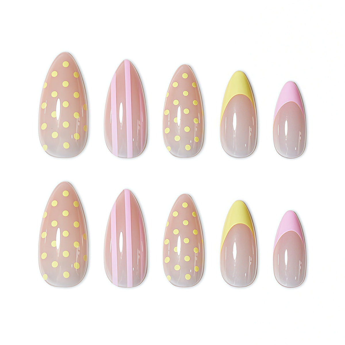 Decorative Polka Dot and Gradient Press-On Nails Acalora