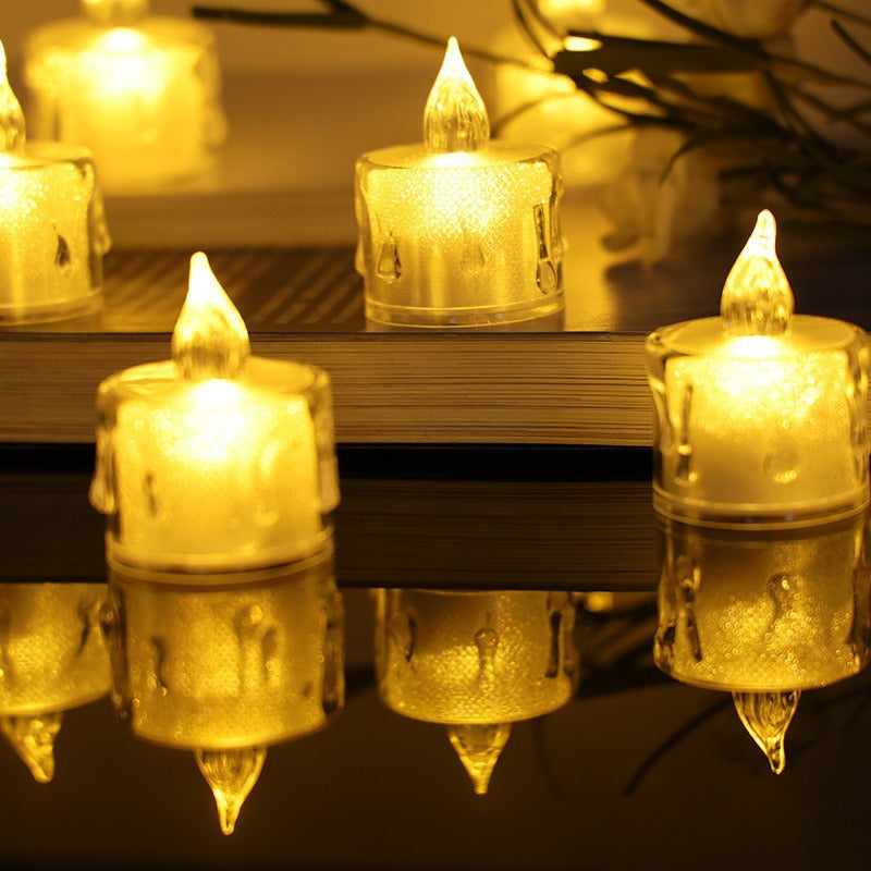 Decorative Flameless LED Tealight Candle Set with Realistic Dripping-Wax Glass Holders Acalora
