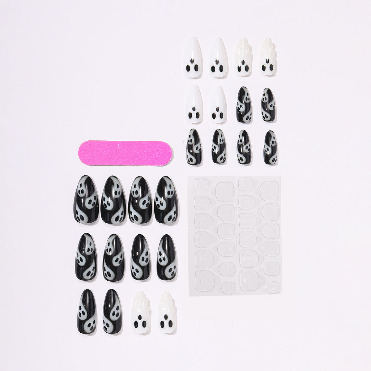 Halloween-Themed Press-On Nail Set with Ghost Designs Acalora