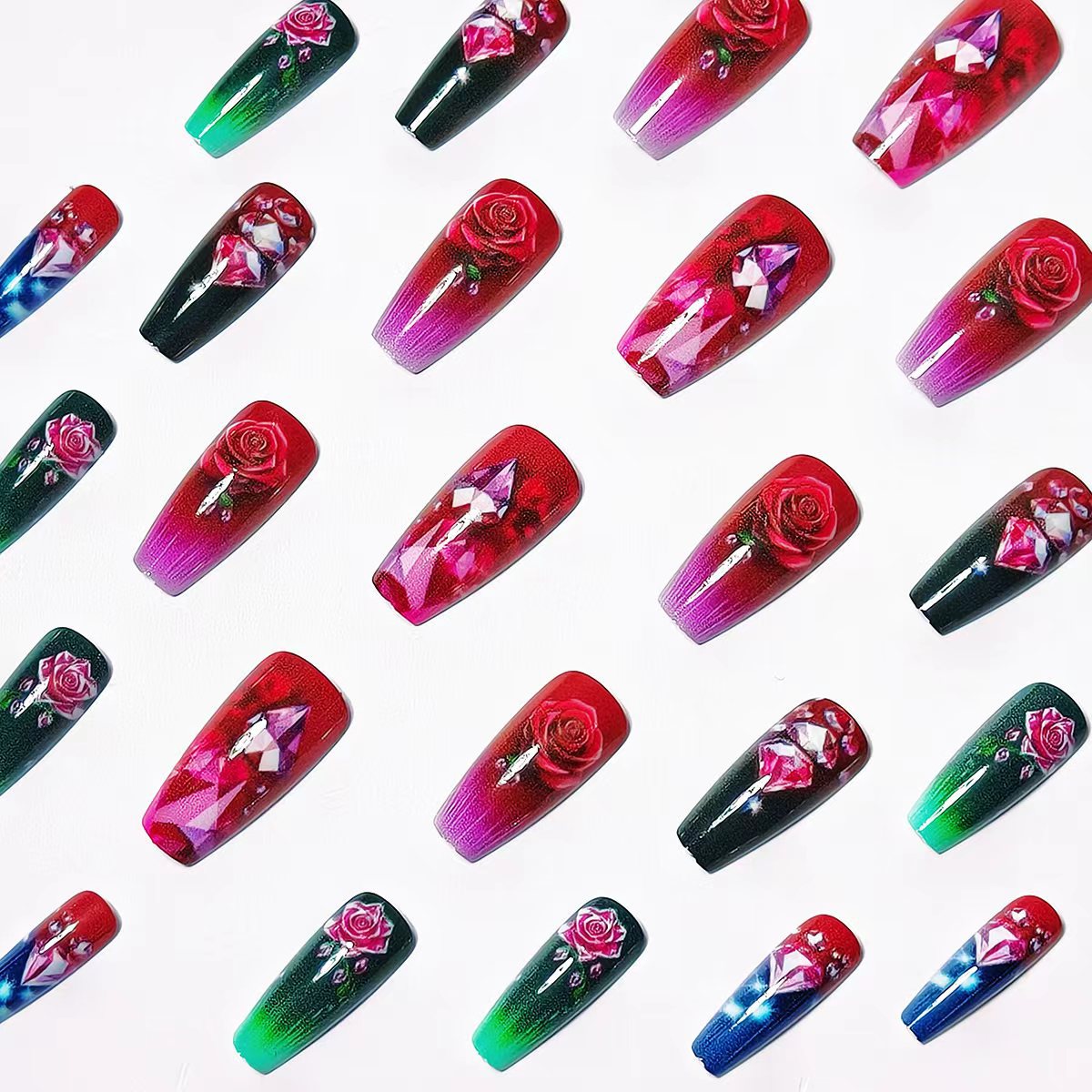 Floral Embellished Nail Art Acalora