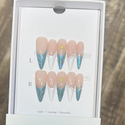 Floral and Polka Dot Press-On Nail Set Acalora