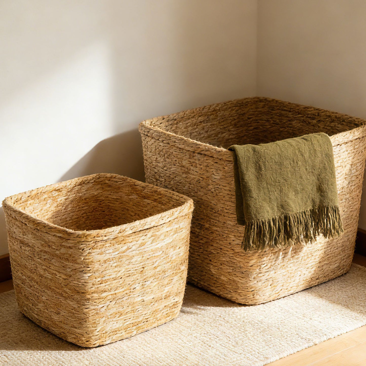 Natural storage basket with woven design Acalora