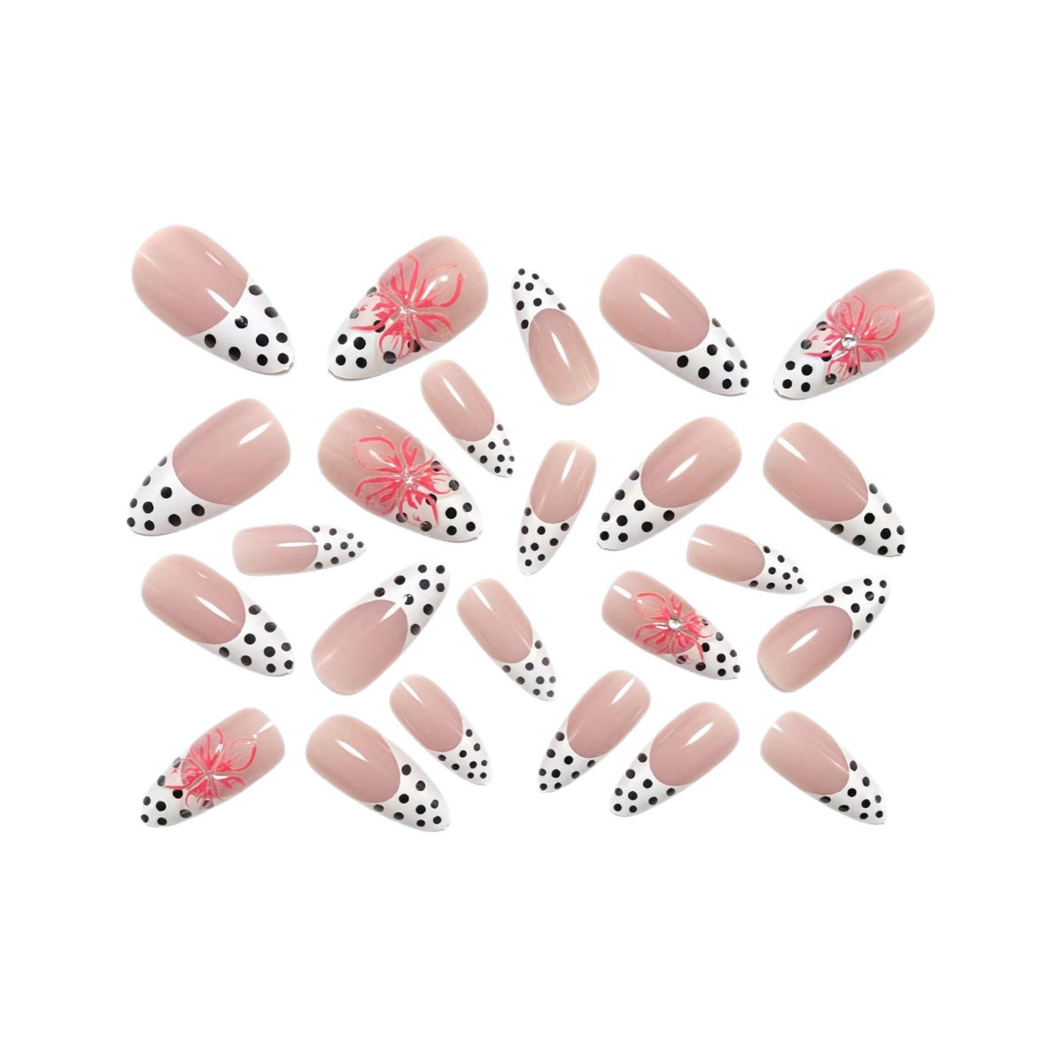 Artificial nails with floral accent and elegant tip Acalora