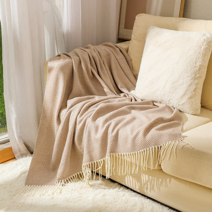 Luxury Herringbone Pattern Throw Blanket