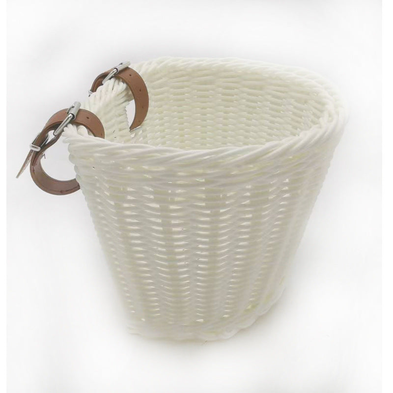 Decorative Woven Storage Basket with Leather Handles Acalora