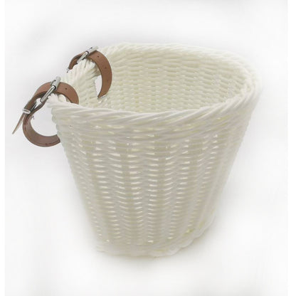 Decorative Woven Storage Basket with Leather Handles Acalora