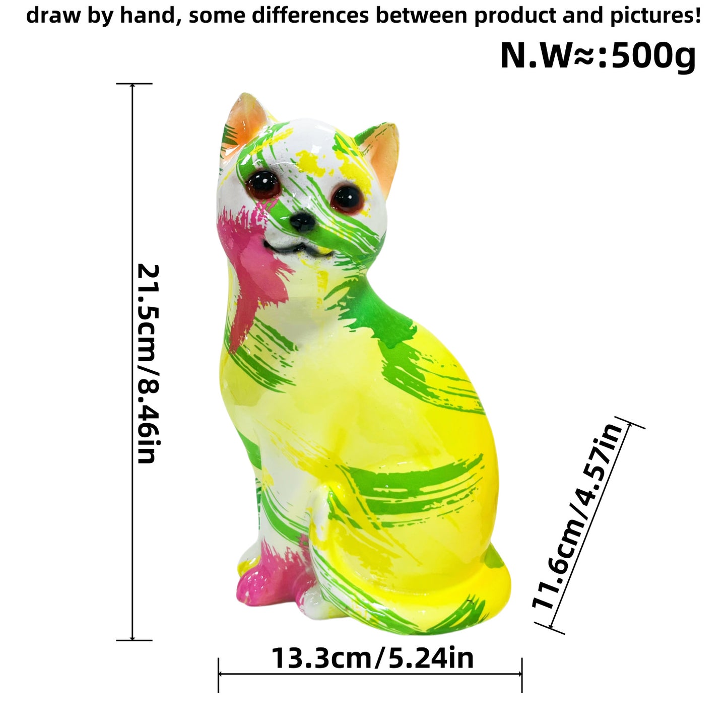 Artistic cat figurine in vibrant design Acalora