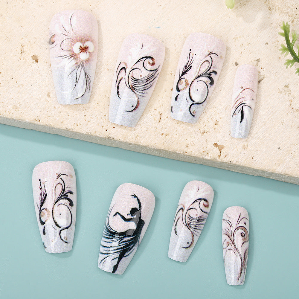 Elegant artificial nails with floral designs Acalora