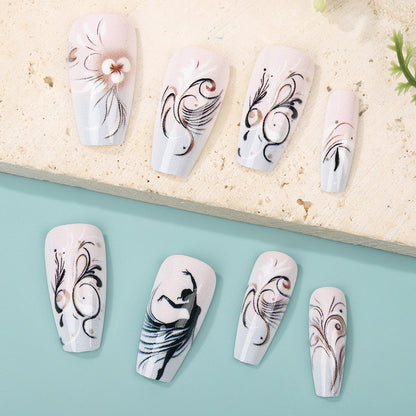 Elegant artificial nails with floral designs Acalora