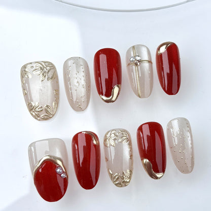 Acrylic nail set with elegant flower and glitter accents Acalora