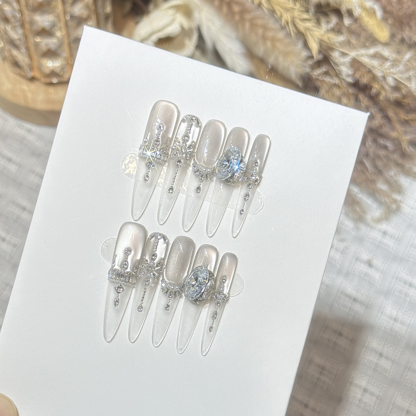 Premium Rhinestone-Embellished Press-On Nail Set Acalora