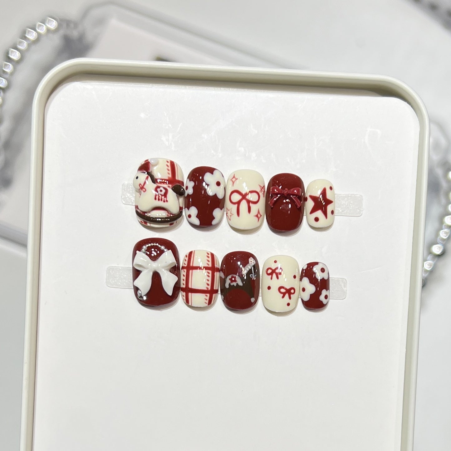 Decorative Press-On Nail Art Set with Unique Patterns Acalora