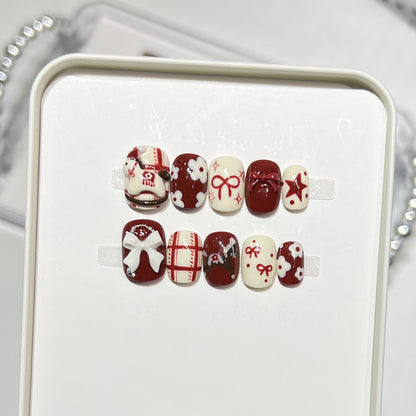 Decorative Press-On Nail Art Set with Unique Patterns Acalora