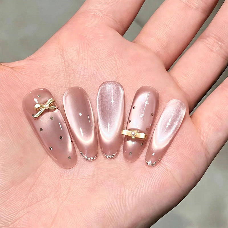 Acrylic nail set with elegant glitter accents Acalora