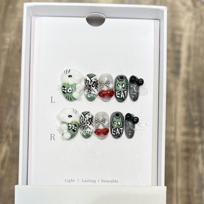 Decorative Floral Stiletto Press-On Nail Set Acalora