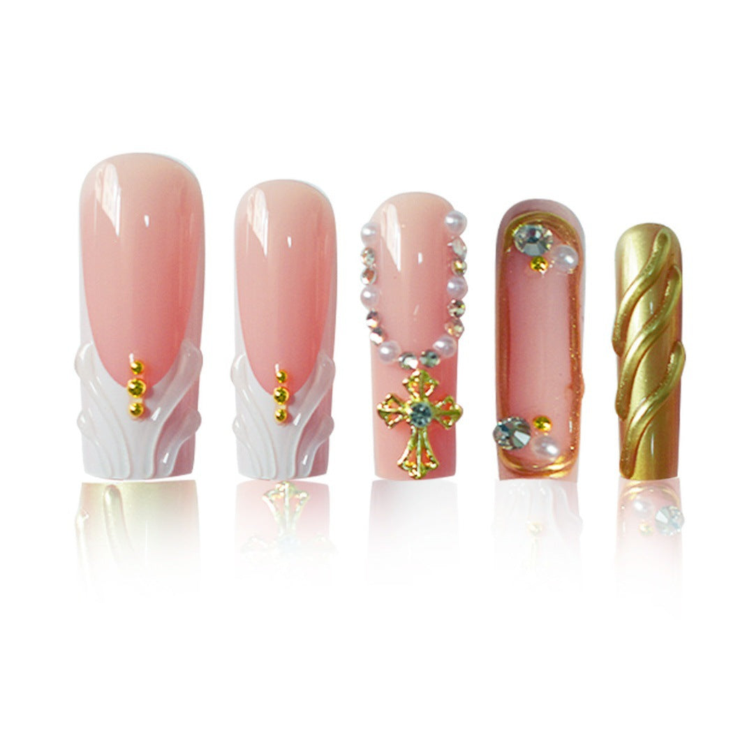 Luxury 3D Decorative Press-On Nails with Gem Accents Acalora