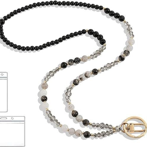 Beaded Lanyard with Retractable ID Holder Acalora