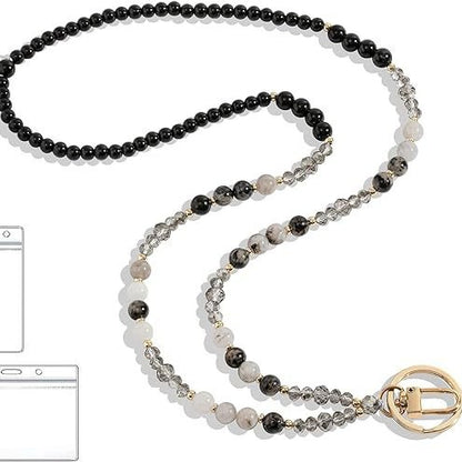 Beaded Lanyard with Retractable ID Holder Acalora