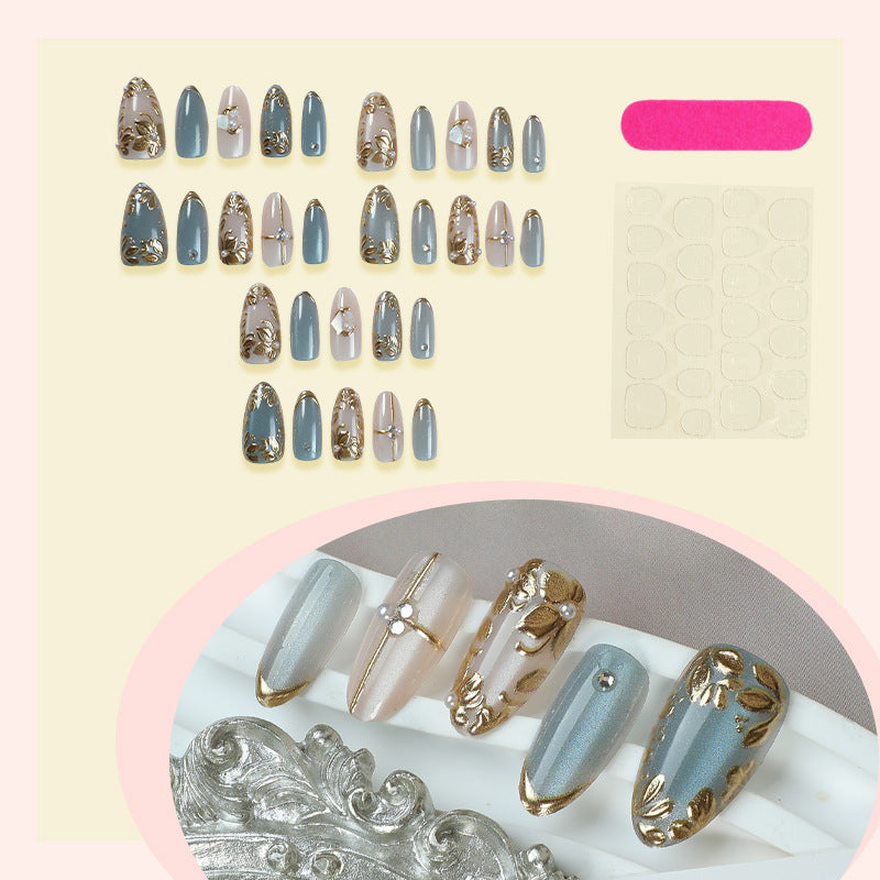 Decorative Press-On Nail Collection with Floral Accents Acalora