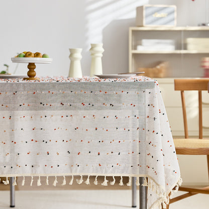 Elegant Cotton Fringed Tablecloth