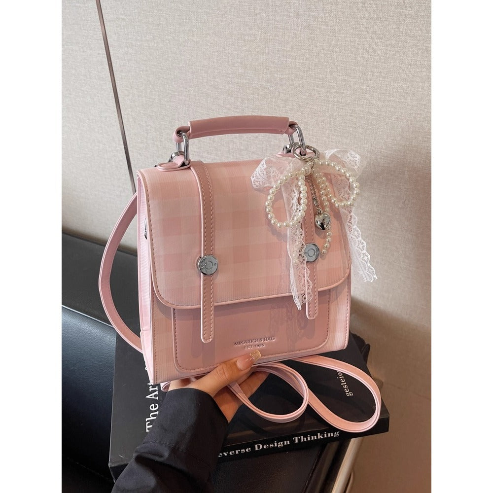 Stylish Checkered Mini Satchel Bag Acalora