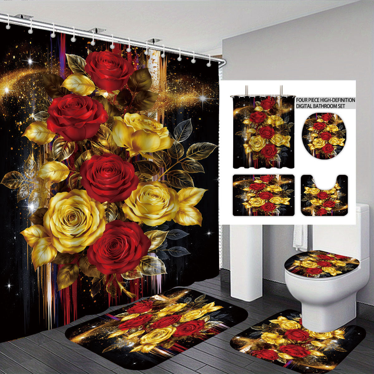 High-Definition Leopard-Themed Four-Piece Bathroom Set