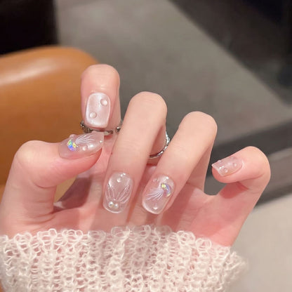 Elegant Press-On Nail Art Set with 3D Flourish Design Acalora