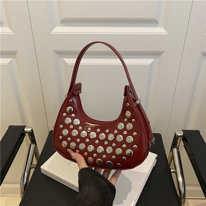 Studded Leather Hobo Bag Acalora