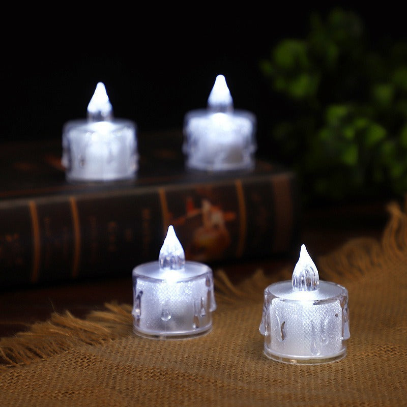 Decorative Flameless LED Tealight Candle Set with Realistic Dripping-Wax Glass Holders Acalora