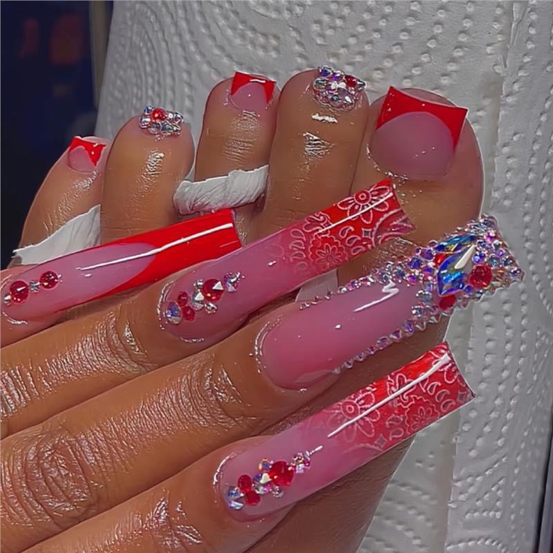 Artistic Floral Press-On Nail Art Acalora