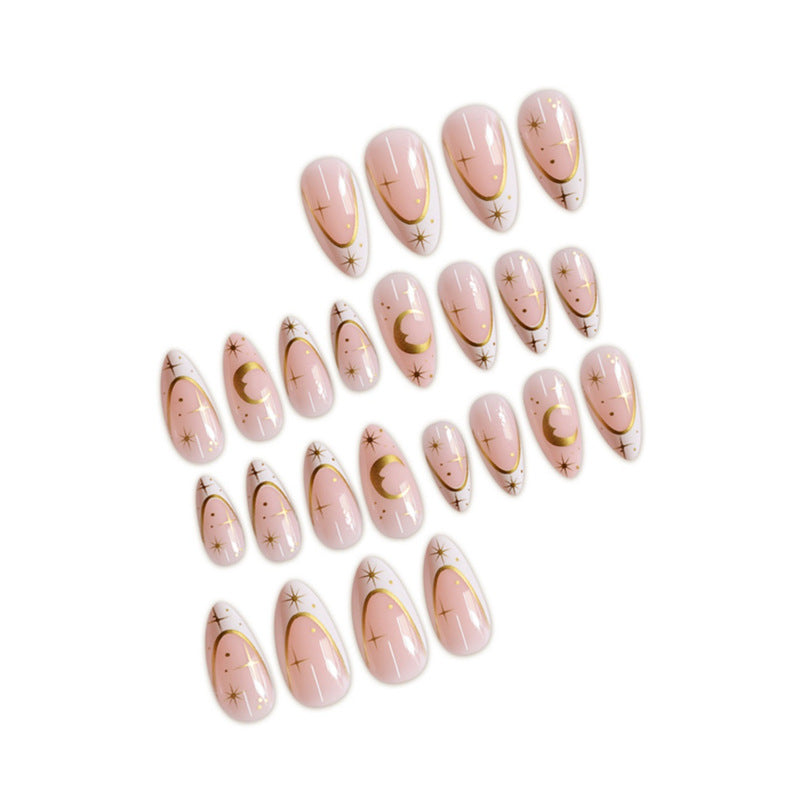 Artistic Stiletto Press-On Nail Design with Gold Accents Acalora