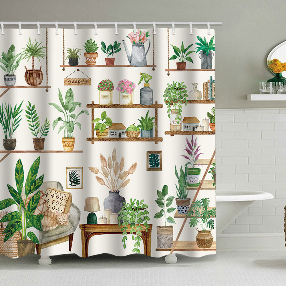 Cactus Garden-Themed Shower Curtain