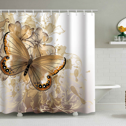 Butterfly-Inspired Floral Shower Curtain