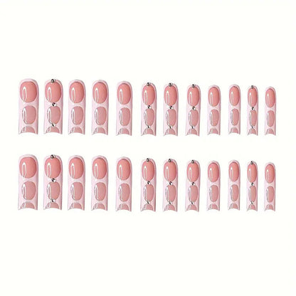 Stylish Press-On Nail Art Set with Rhinestone Accents Acalora