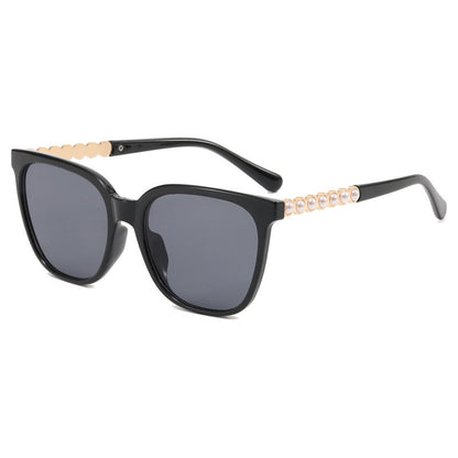 Women's oversized sunglasses with elegant pearl jewelry decoration Bowlift