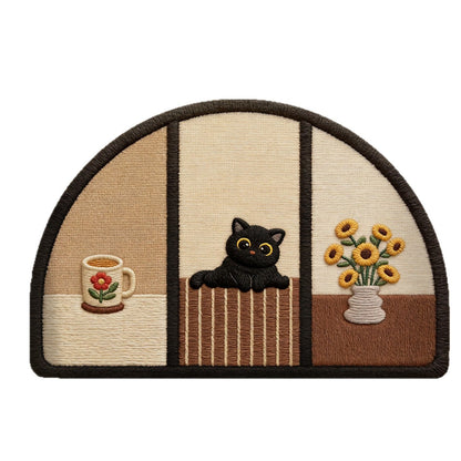 Cute Cat-Themed Half-Moon Area Rug
