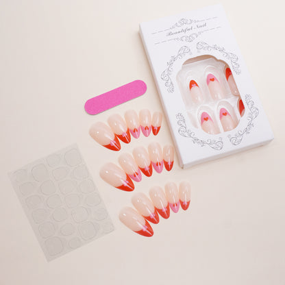 Heart-Patterned Press-On Nails Acalora
