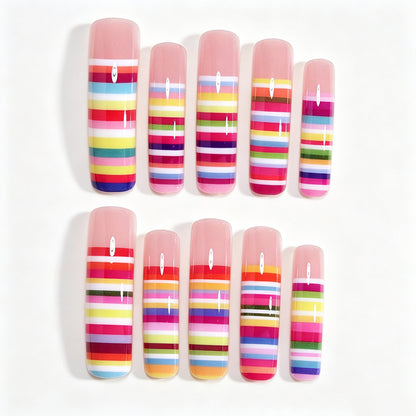 Colorful Striped Nail Art Tips Acalora