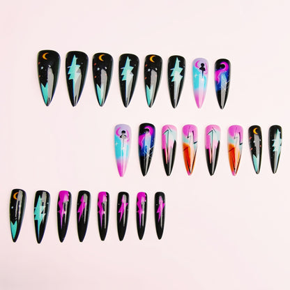 Cosmic Lightning Nail Art Acalora