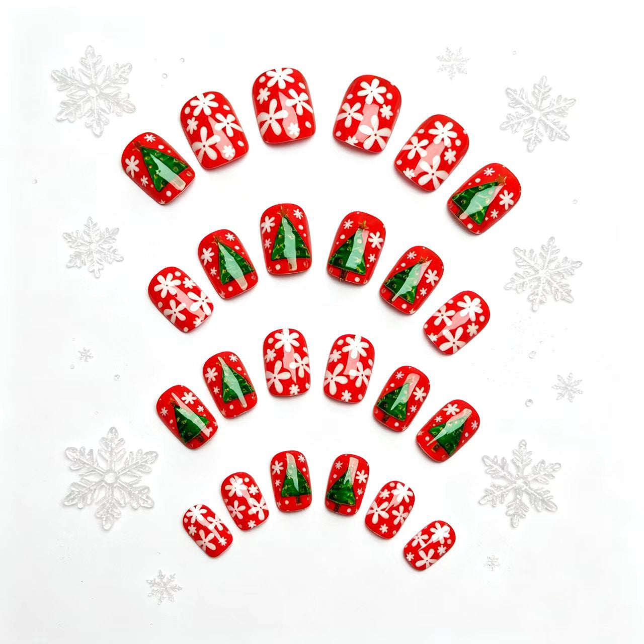 Festive 3D Christmas Tree Nail Art Acalora