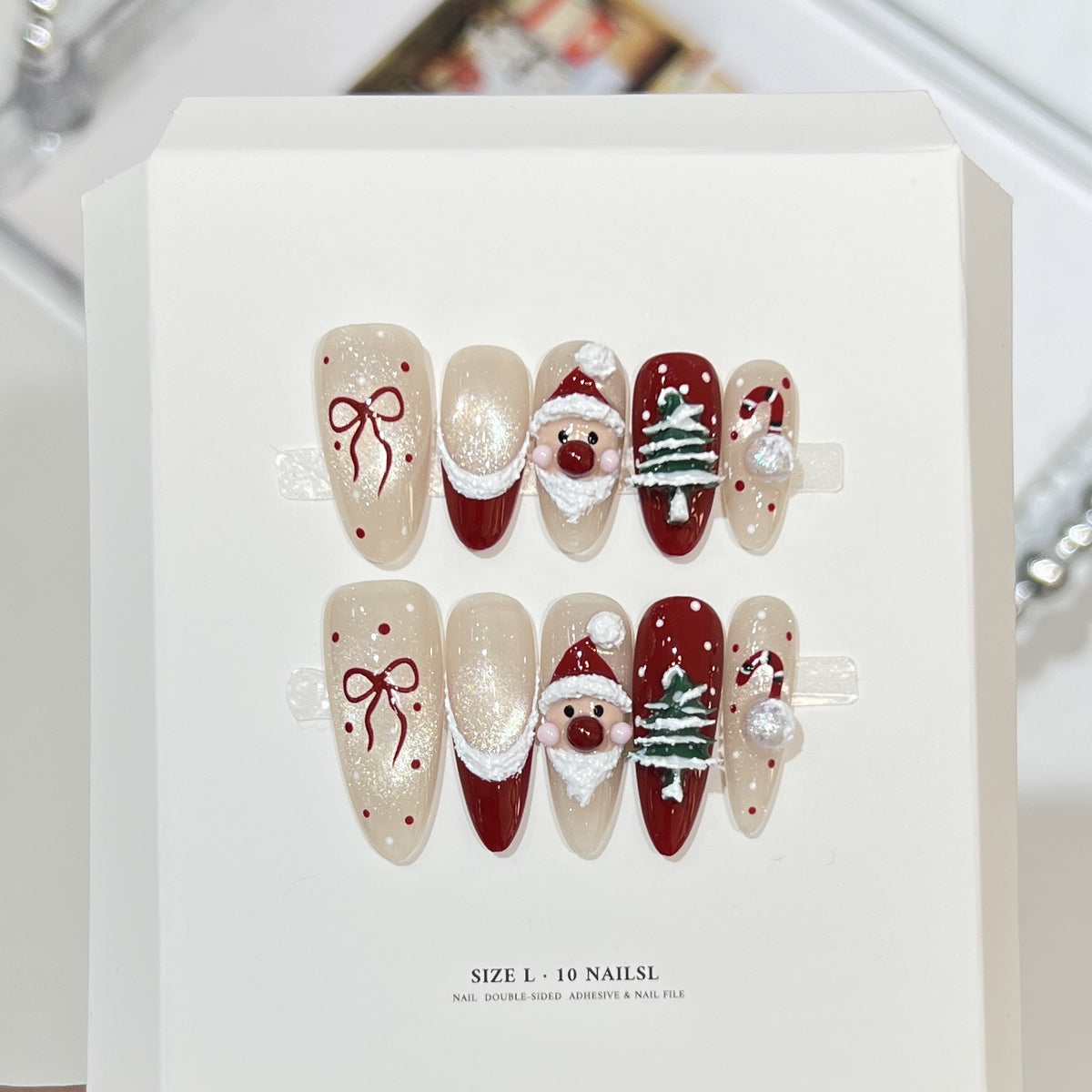 Snowflake-Inspired Glitter Press-On Nail Set Acalora