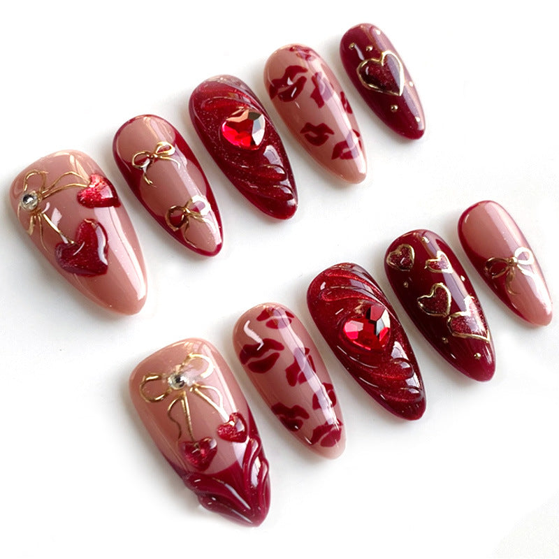 Decorative Press-On Nail Art Set with Luxurious Kiss and Leopard Inspired Designs Acalora
