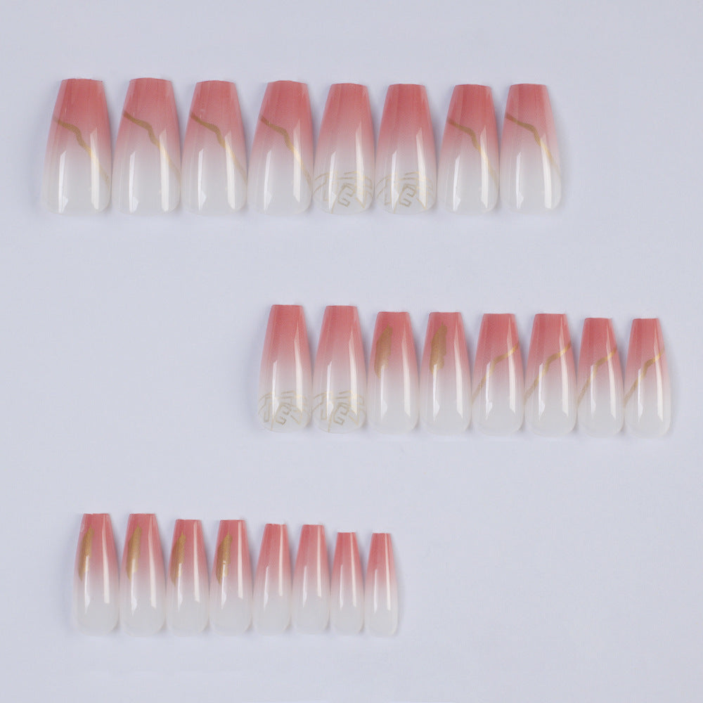 Nail art in an elegant gradient with gold accents Acalora