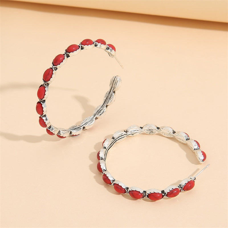 BowLift | Vintage C-Shaped Turquoise Hoop Earrings