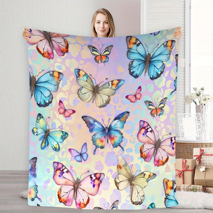 Butterfly Print Fleece Throw Blanket