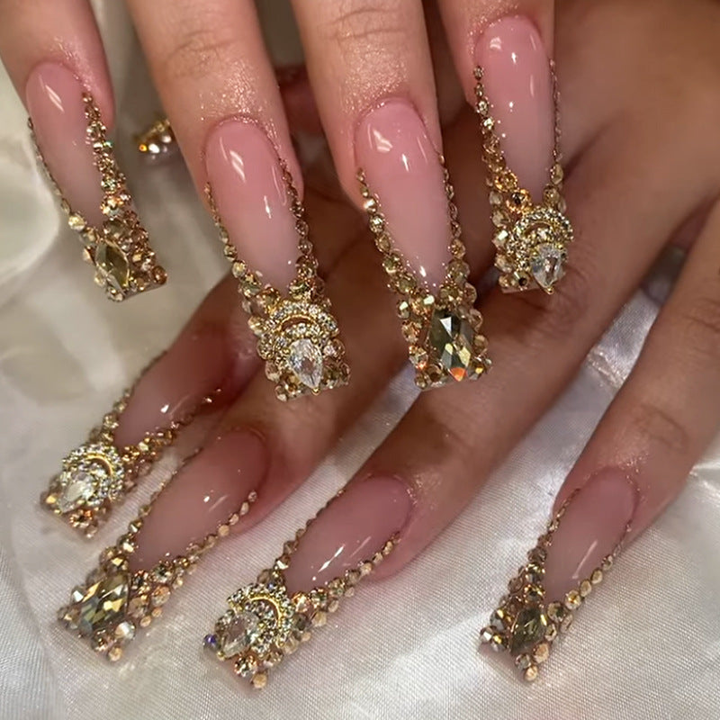 Glamorous Rhinestone-Embellished Press-On Nail Set Acalora