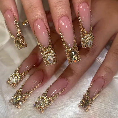 Glamorous Rhinestone-Embellished Press-On Nail Set Acalora