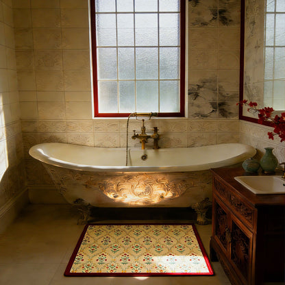 Vintage Floral Pattern Bath Mat Acalora